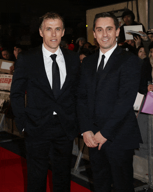 The Neville Brothers Gary and Phil Neville in suits