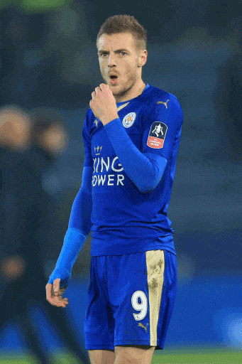 Jamie Vardy playing for Leicester City