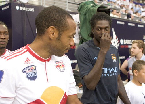 Arsenal legend Thierry Henry playing for New York Red Bulls. Photo by Jason Joseph